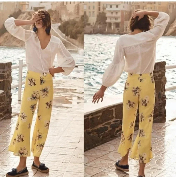 ANTHROPOLOGIE Feather Bone Talese linen blend pants size 10